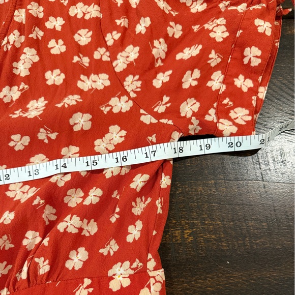 Madewell Happy Hibiscus Button Front Mini Dress Red Floral Size 10 - Picture 7 of 16